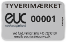 Kundetilpasset tyverisikringsmærke, format: 28x45 mm.