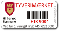 Kundetilpasset tyverisikringsmærke, format: 15x37 mm.