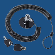 Spiral wirelås til produkter unden låsehul, leveres med 2 nøgler.